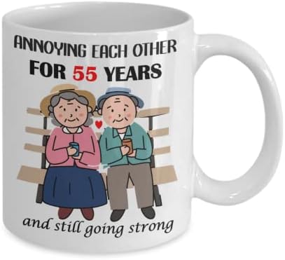 ספל 55 שנה / ספל קפה מצחיק 55 שנה לחתונה / מתנת הורים לבעל אישה 55 שנה |